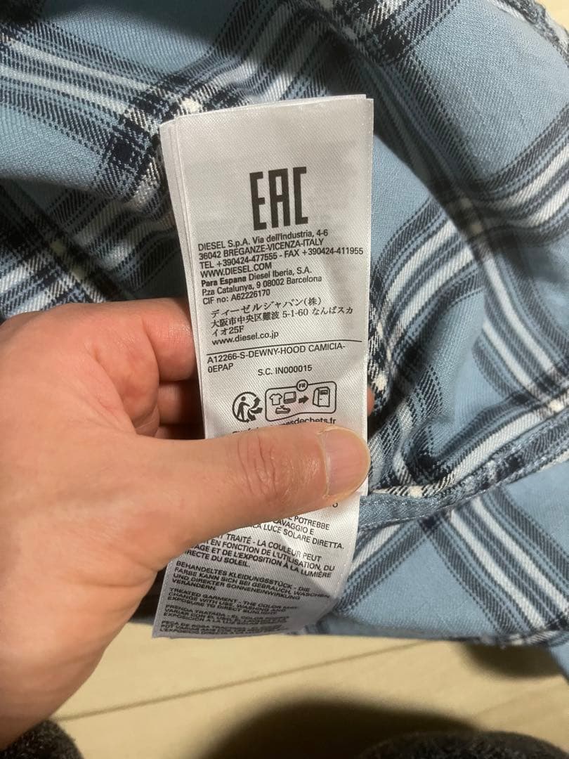 DIESEL フード付きチェックシャツ 48美品