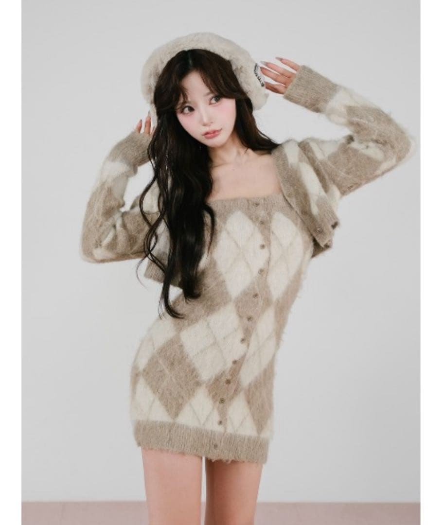 Darich アーガイルニットアンサンブル