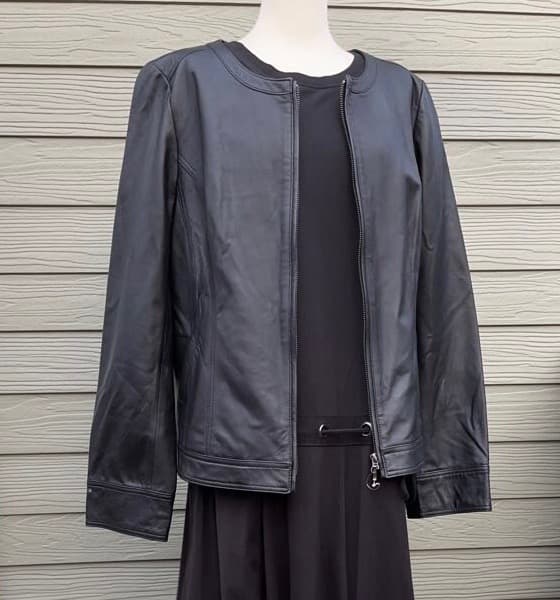 【新品】ラムレザーシングルライダースジャケット ミセスLL 13号ゆったりサイズ