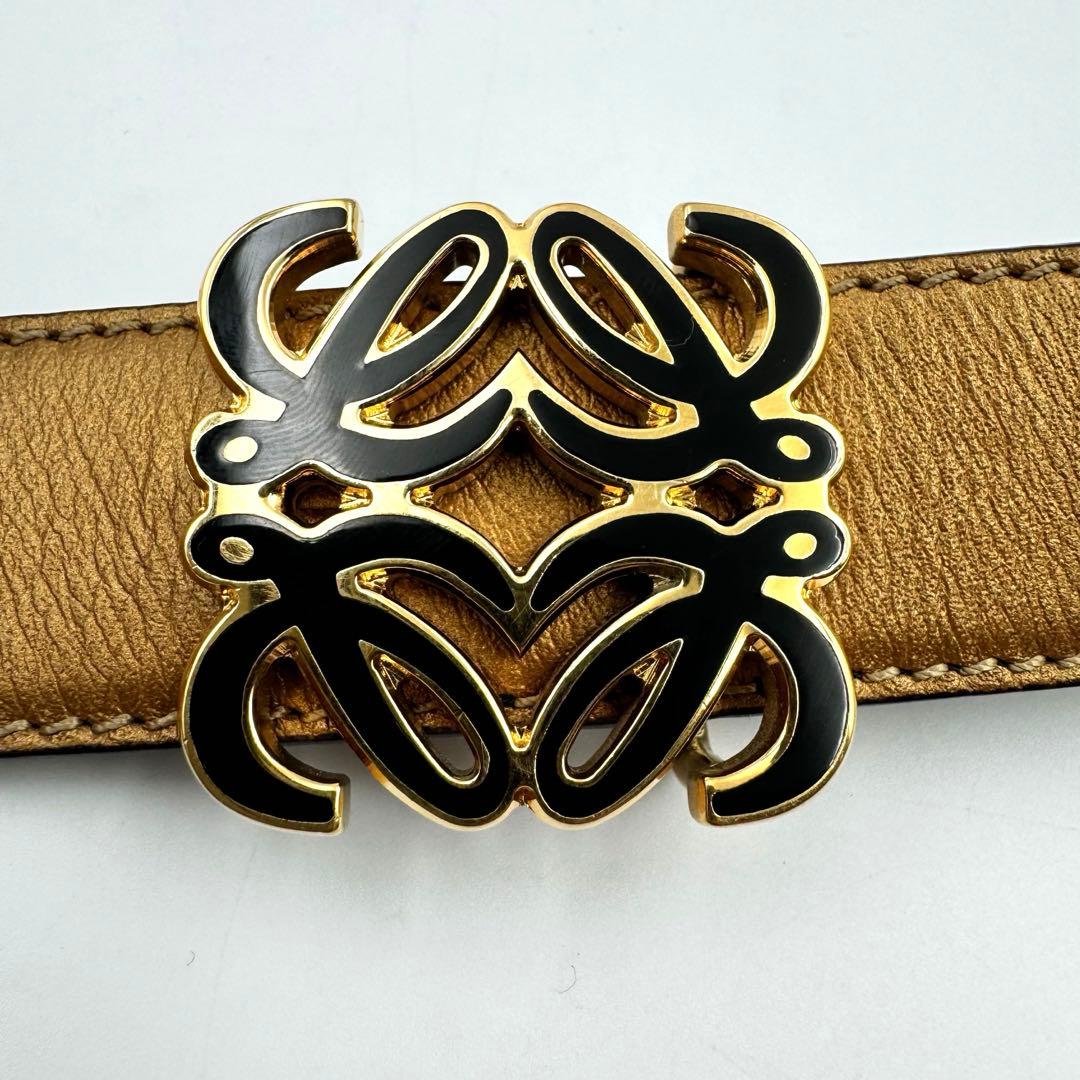 美品✨LOEWE ロエベ　ベルト　リバーシブル　アナグラム　本革　ゴールド　黒