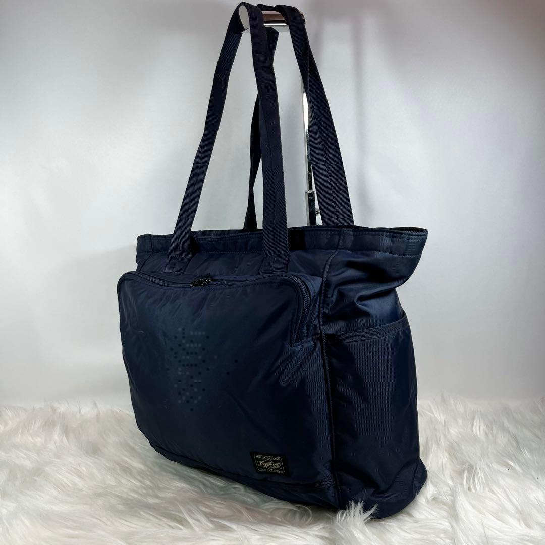 [極美品] PORTER フラッシュ トートバッグ FLASH ネイビー