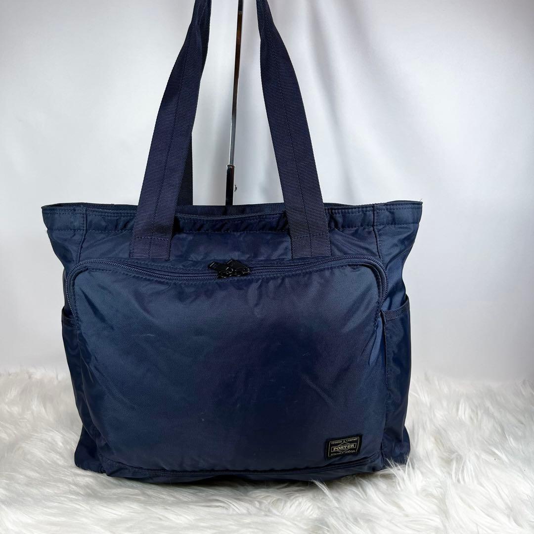 [極美品] PORTER フラッシュ トートバッグ FLASH ネイビー