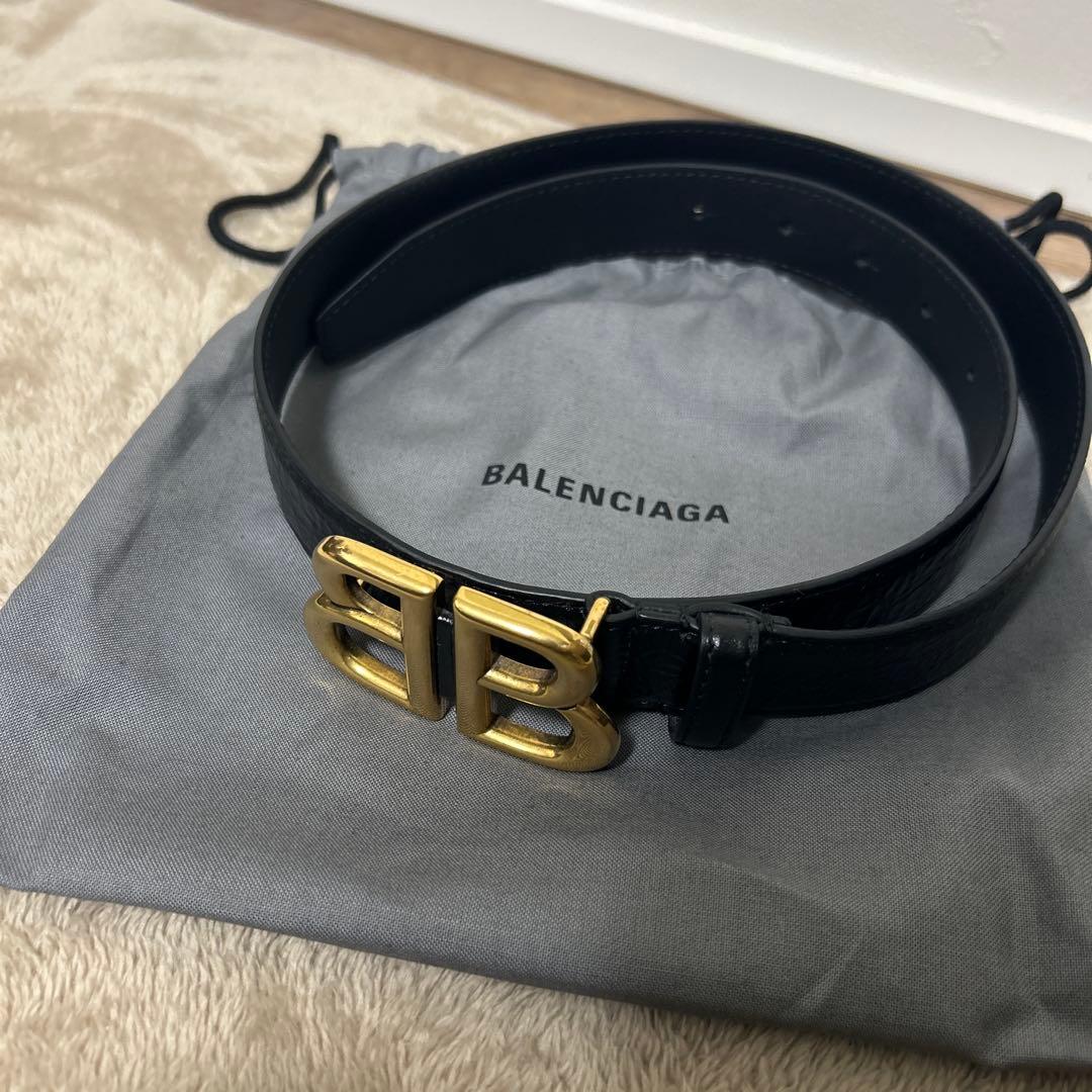BALENCIAGA ブラックレザー ベルト