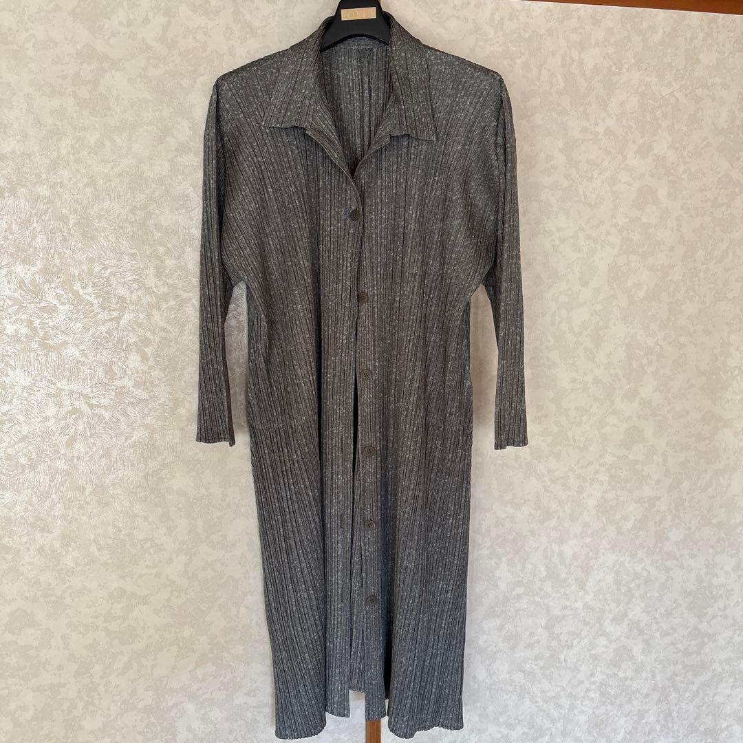 プリーツプリーズ　イッセイミヤケ　グレーロングカーディガン4