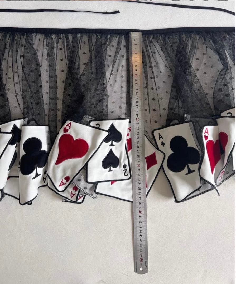 新品 ロリータ アリス風 トランプ柄エプロン 黒