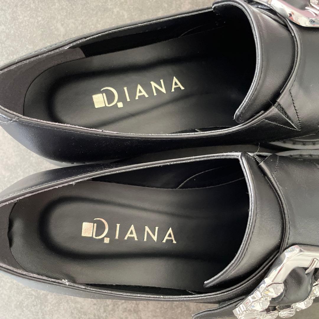 ダイアナDIANA ビジュー付きブラックローファー銀座正規店購入　新品