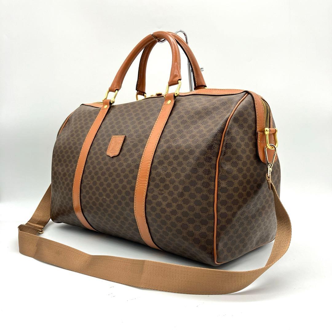 【CELINE】2wayボストンバッグ　マカダム柄　ゴールド金具　44cm