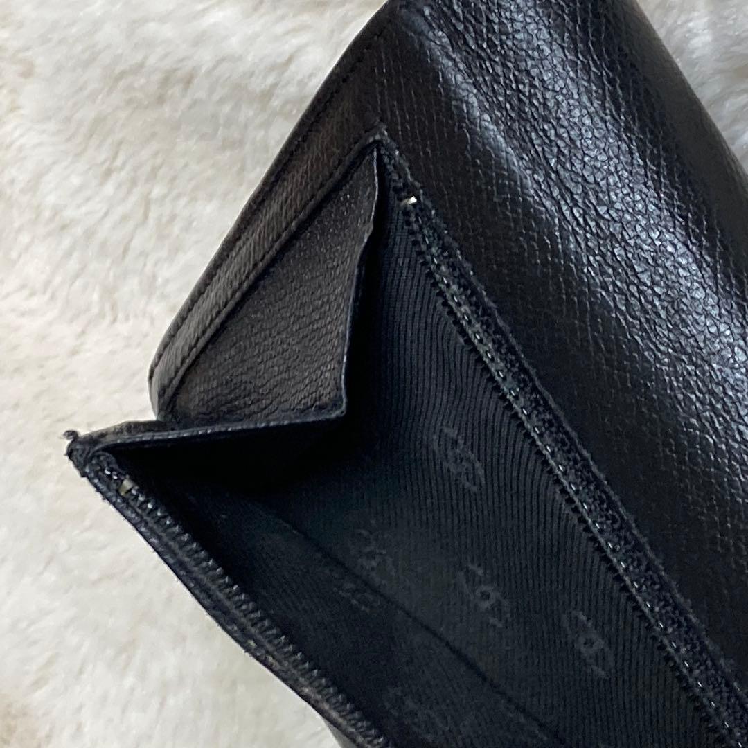 【美品】 CHANEL シャネル 三つ折り財布 レザー ブラック ココボタン