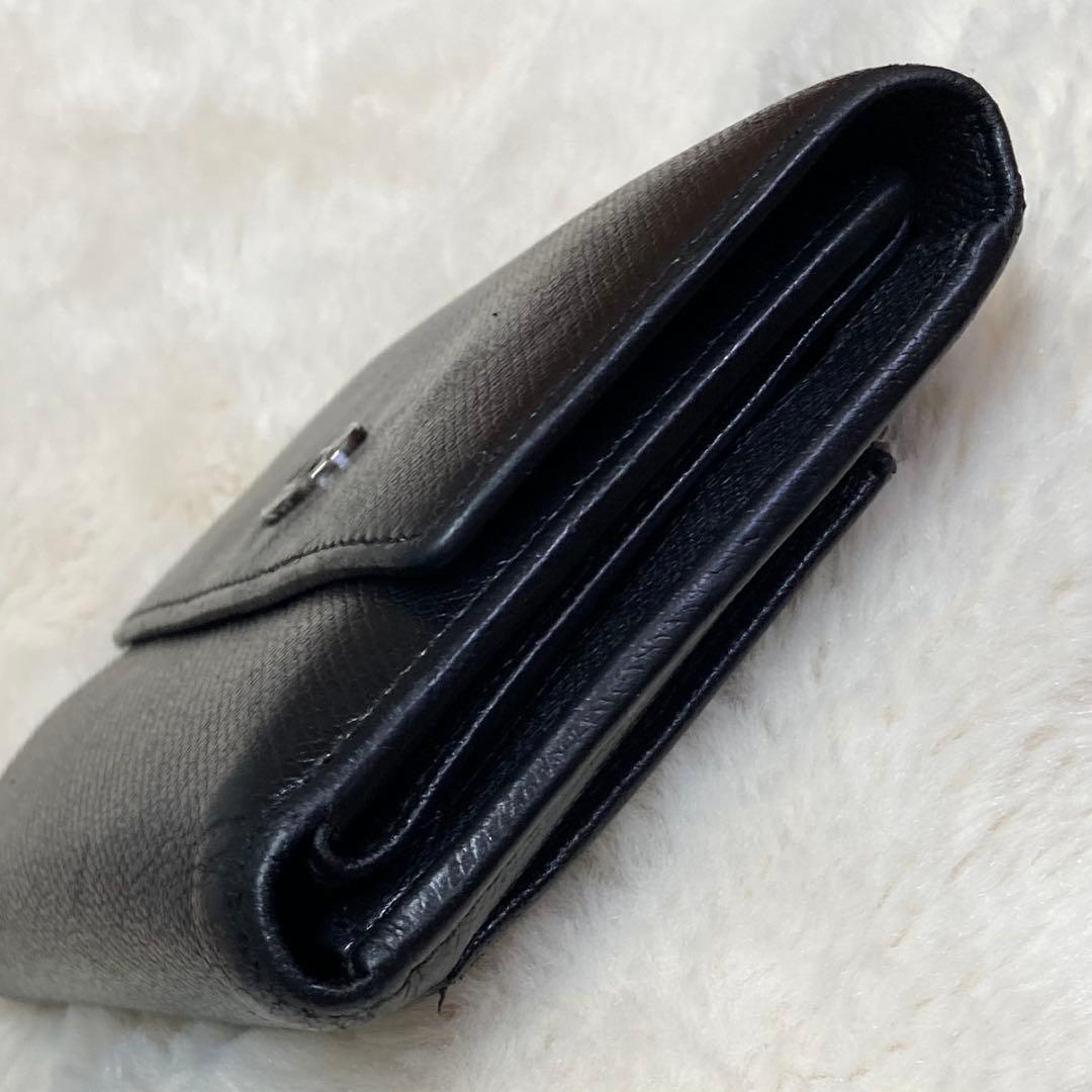 【美品】 CHANEL シャネル 三つ折り財布 レザー ブラック ココボタン