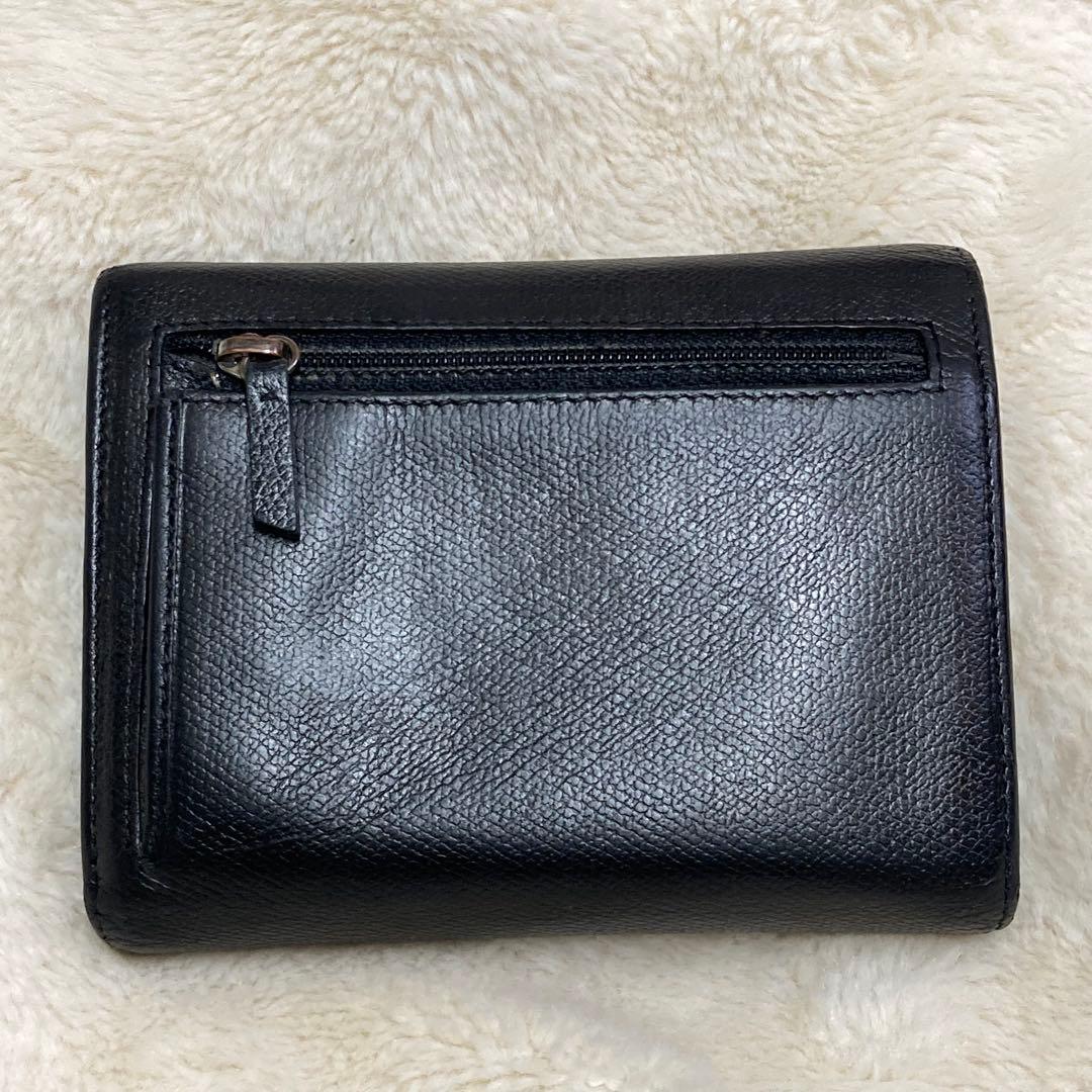 【美品】 CHANEL シャネル 三つ折り財布 レザー ブラック ココボタン