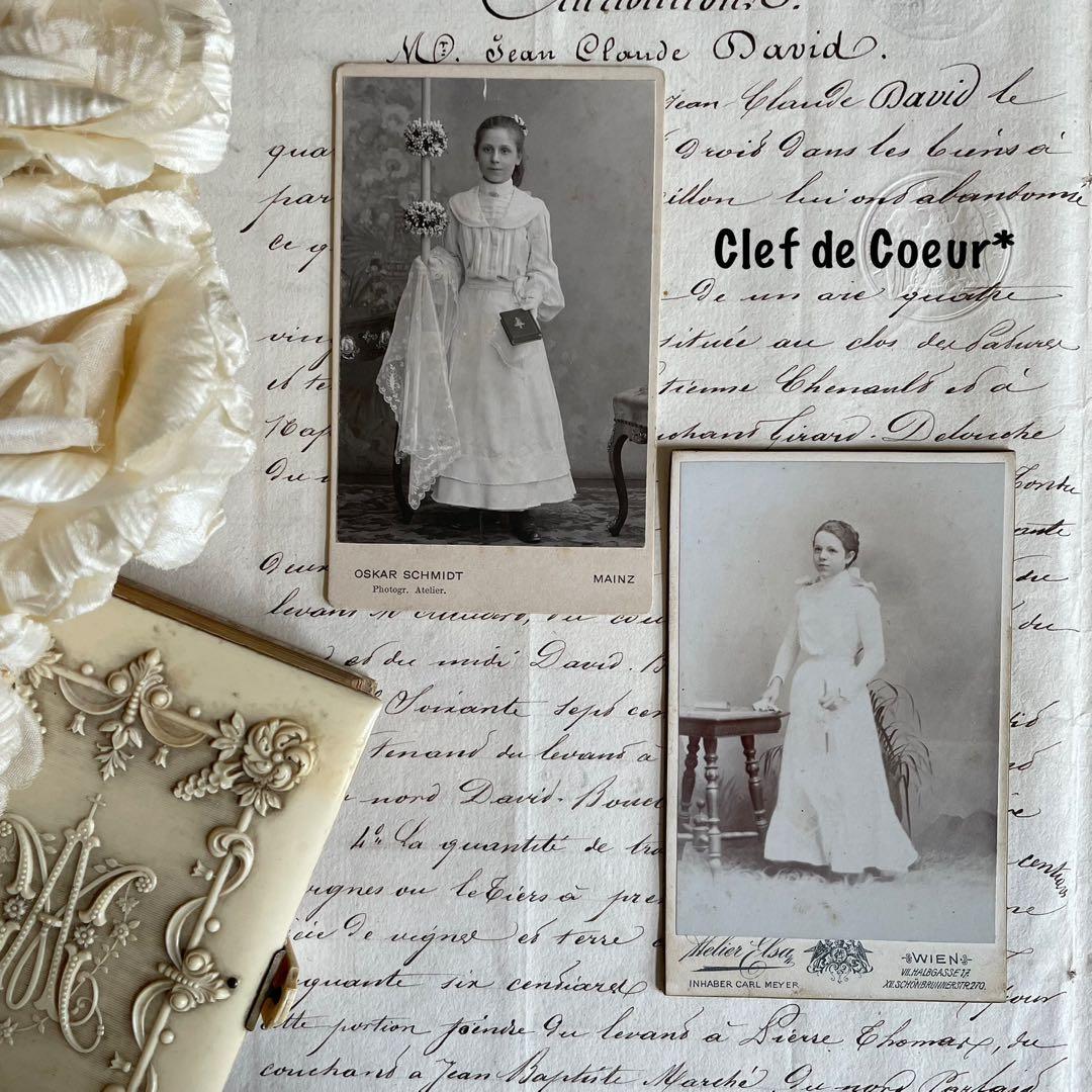 0725c アンティークポートレート コミュニオンフォト カルト・ド・ヴィジット