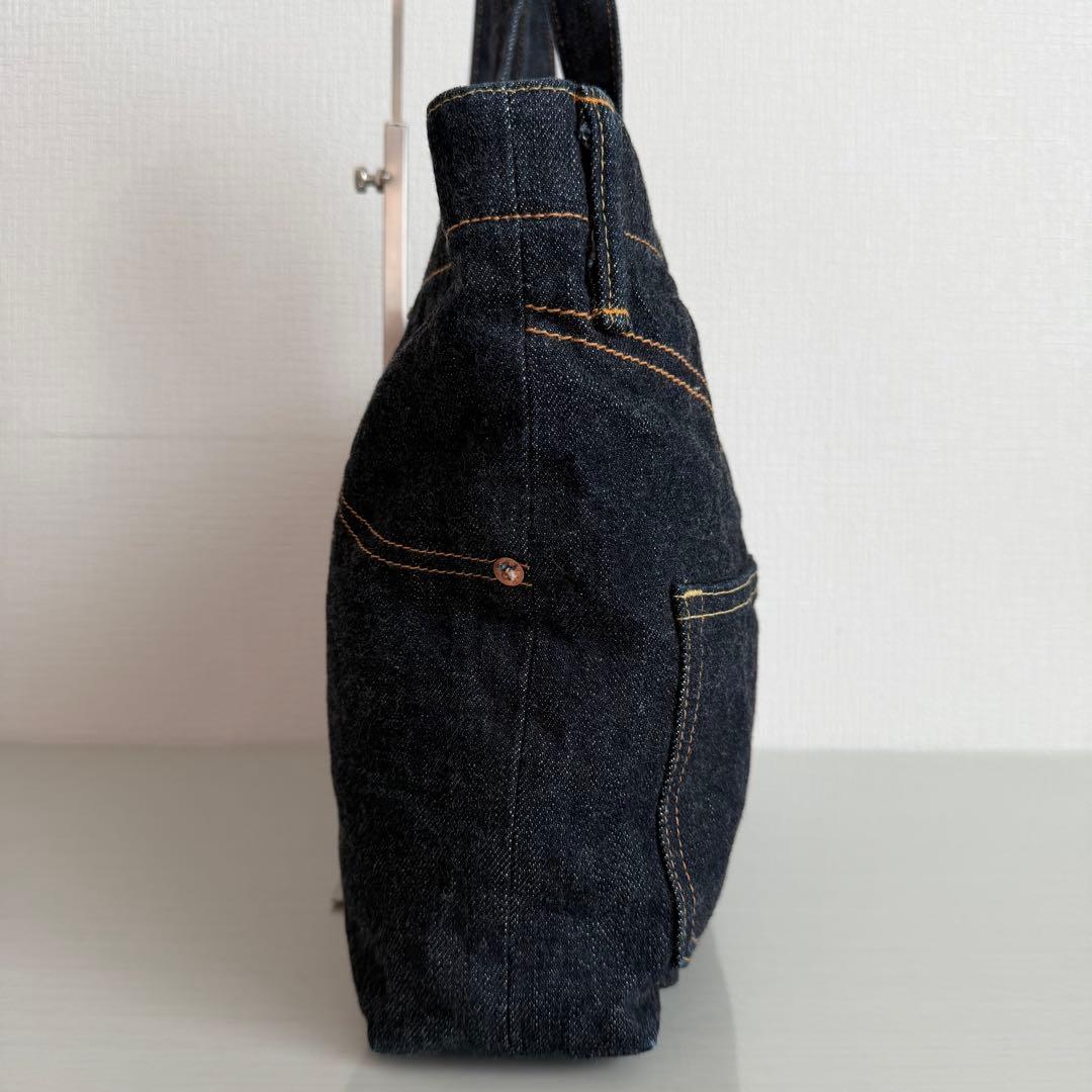 桃太郎ジーンズ　デニム　トートバッグ　出陣　濃紺　インディゴ　内側総柄　A4対応