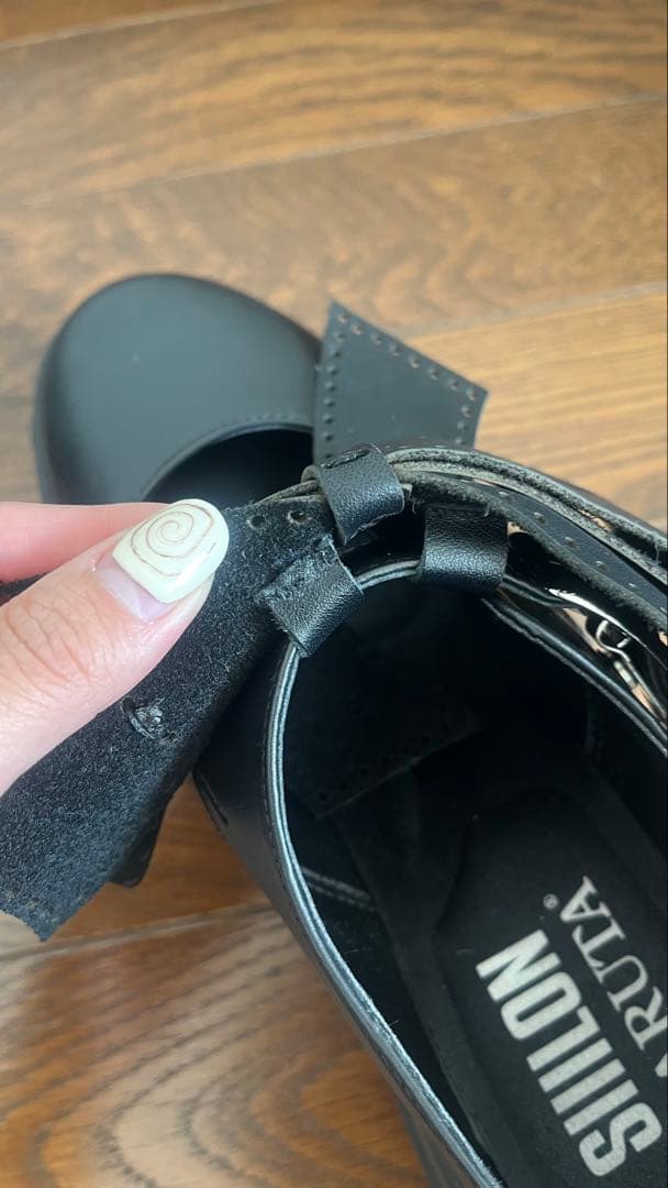 SIIILON×HARUTA ブラックリボン付き厚底シューズ