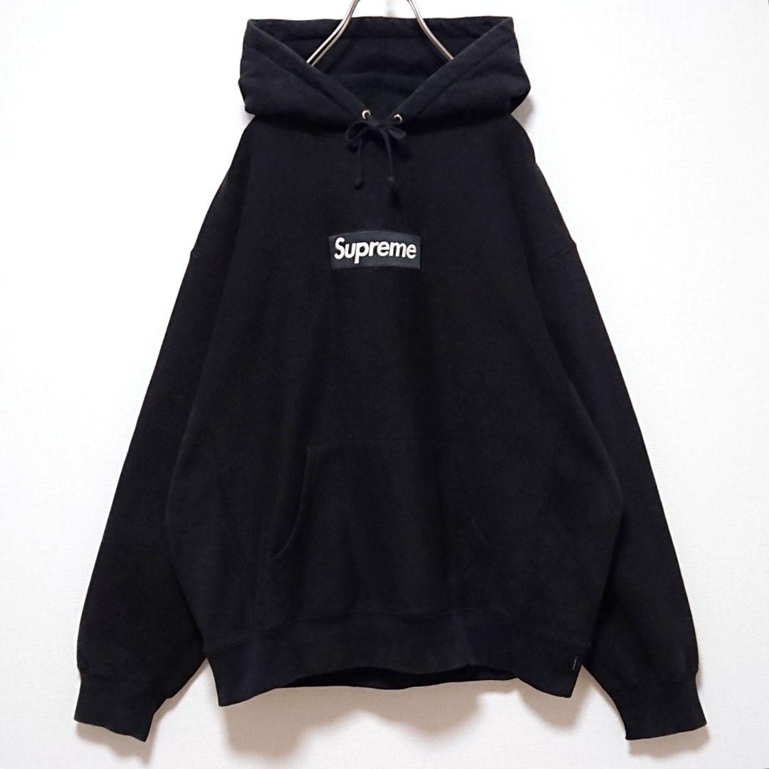 即完売 シュプリーム ボックス 刺繍 ロゴ ブラック オーバーサイズ パーカー