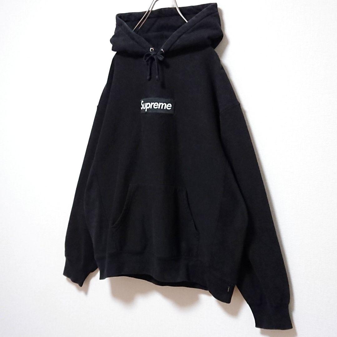 即完売 シュプリーム ボックス 刺繍 ロゴ ブラック オーバーサイズ パーカー