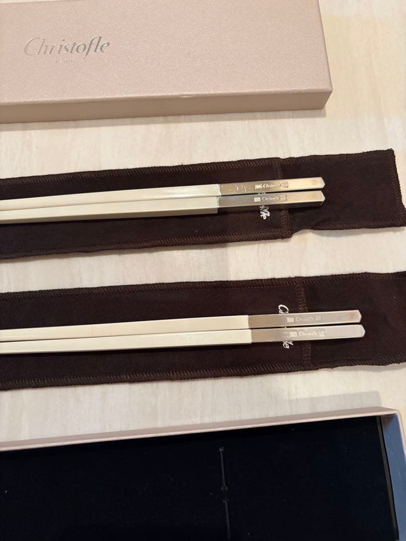 Christofle 製箸 2膳 専用ケース付き