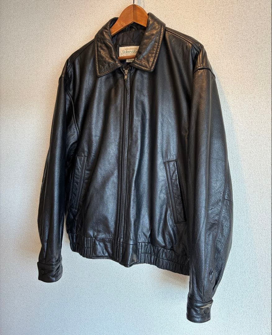 90s ST. JOHN'S BAY キルティングレザージャケット L ブラック