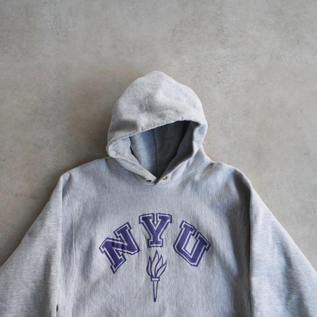 90s チャンピオン NYU リバースウィーブ パーカー USA製 XL