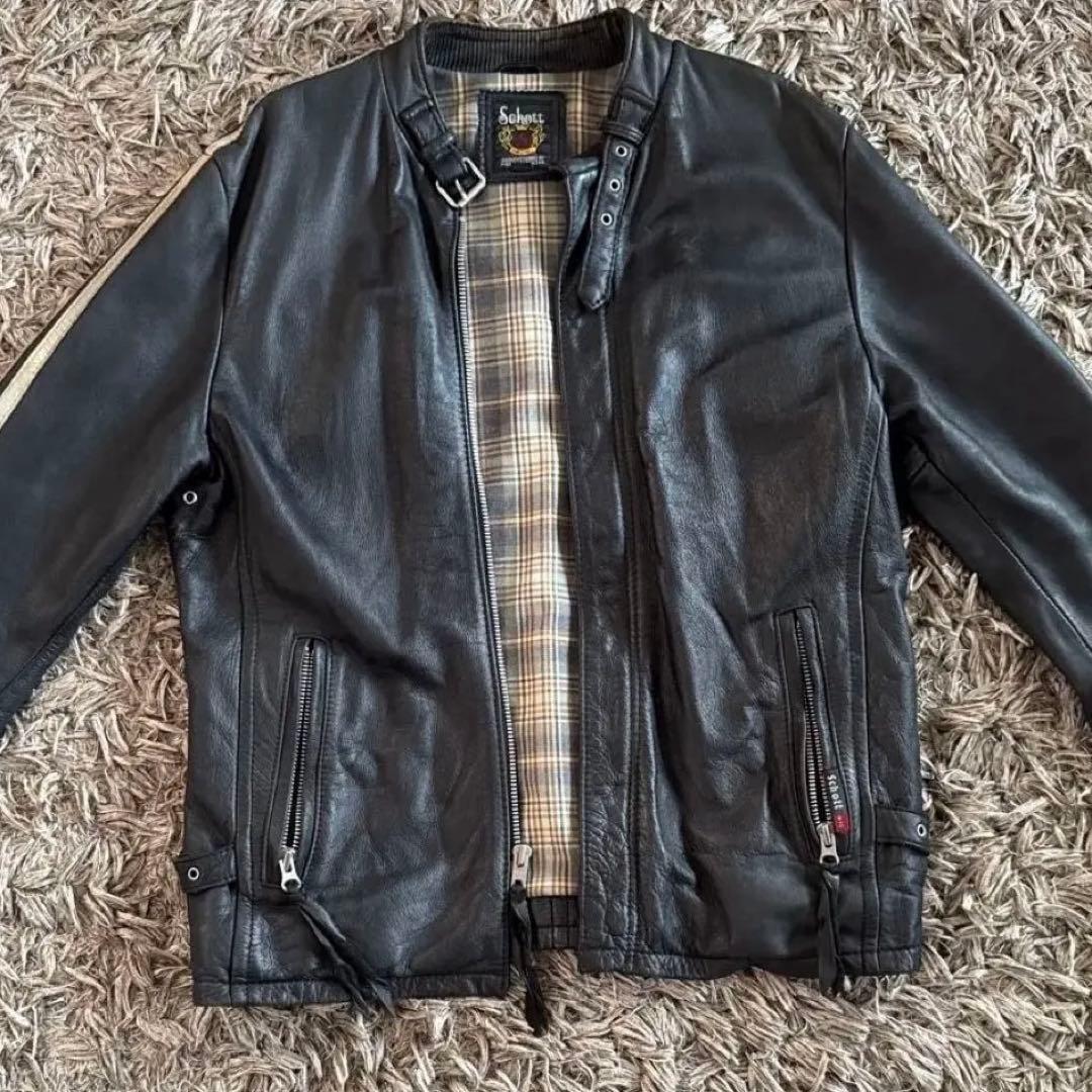 即購入ok！Schott ブラック レザージャケット シングルライダース