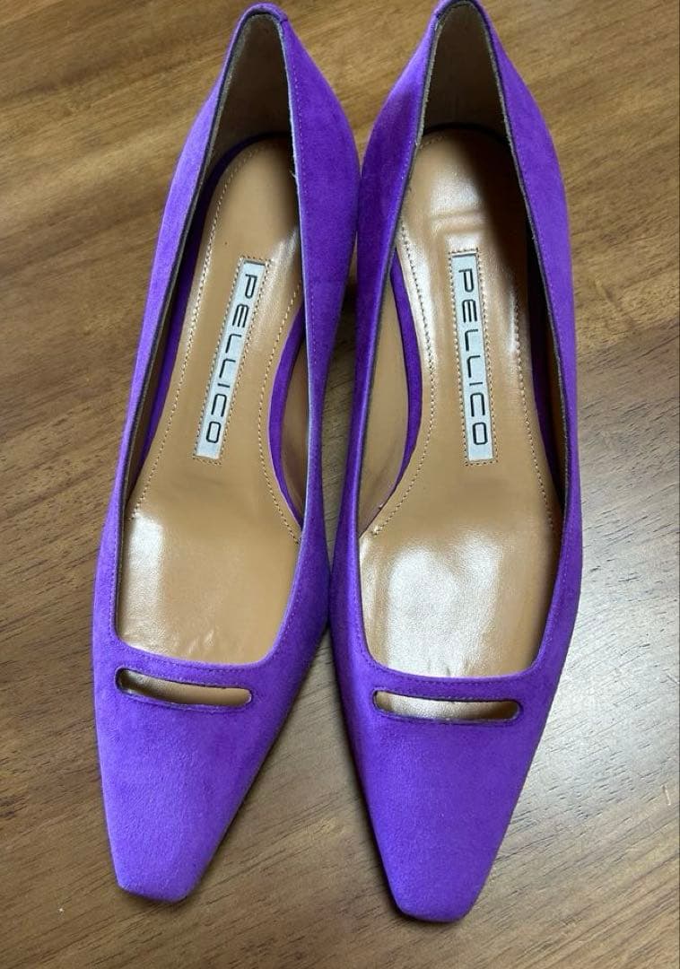 PELLICO 紫 スエード ポインテッドトゥパンプス