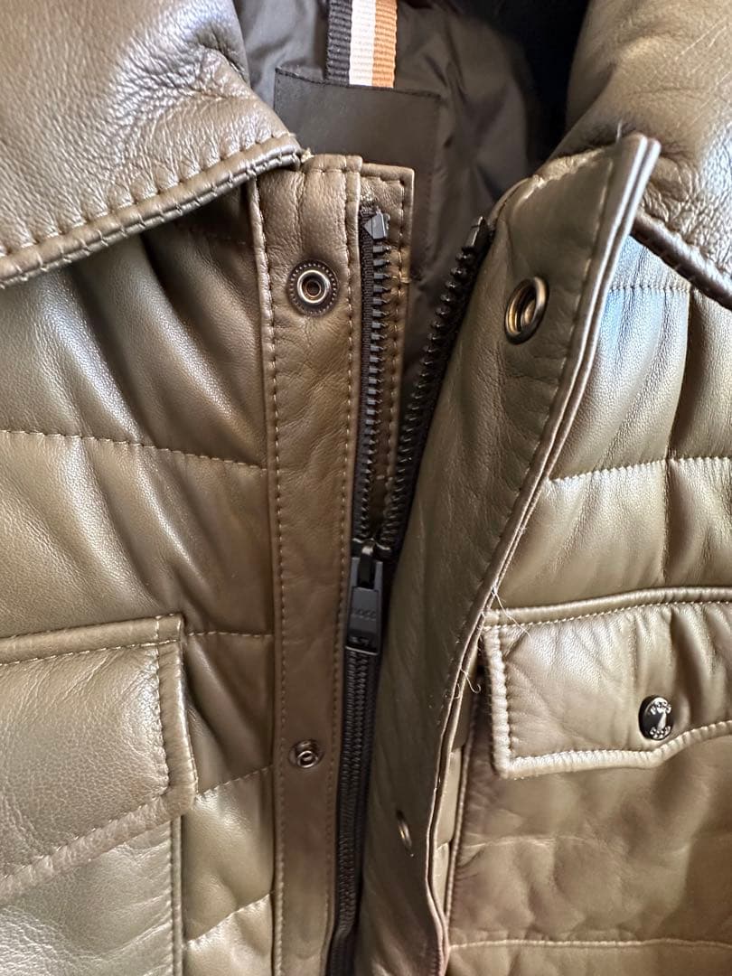 ★S★BOSSヒューゴボス★カーキレザージャケット★50