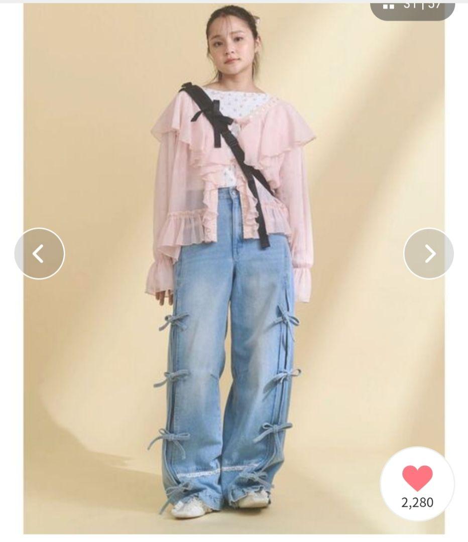 merry jenny バレルレッグリボンパンツ