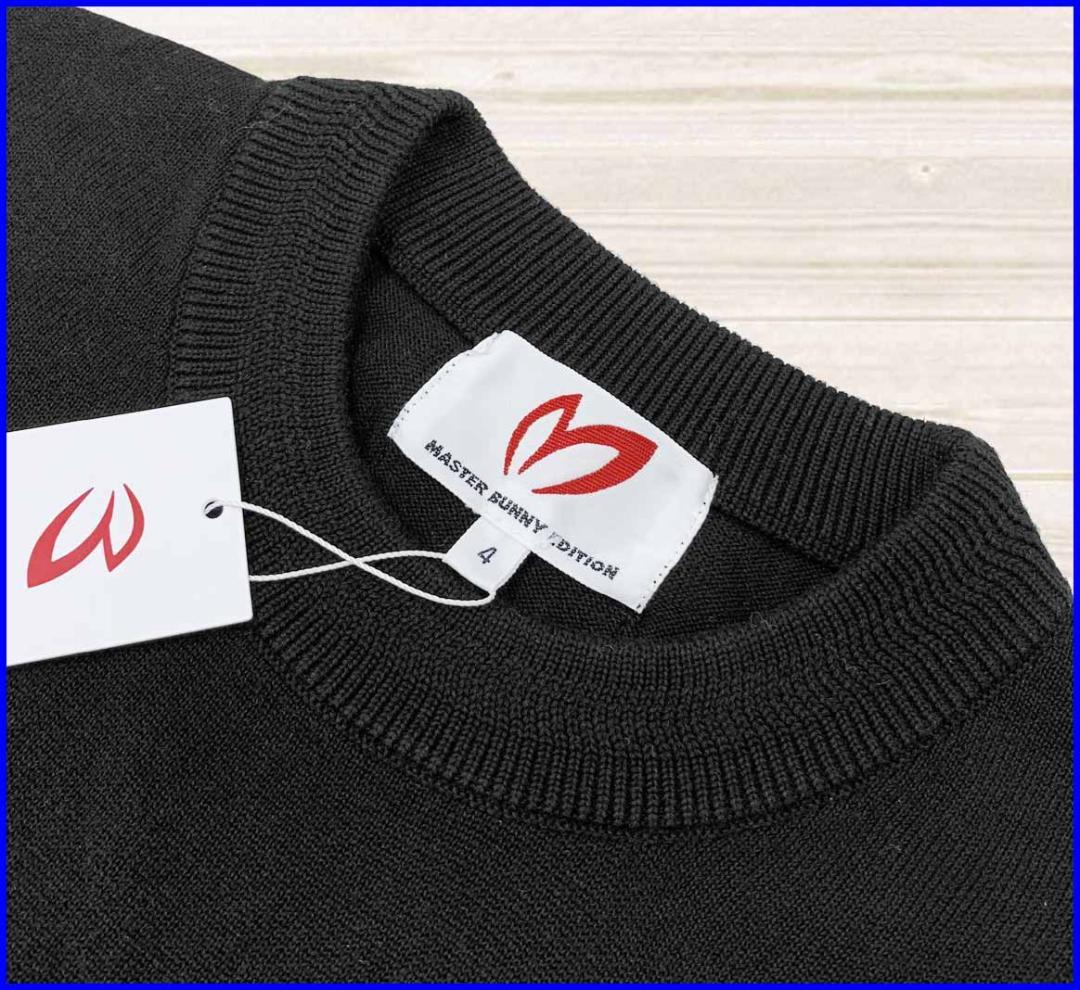 【新品】マスターバニーゴルフニット天然シルク混クルーネックプルオーバー黒M4