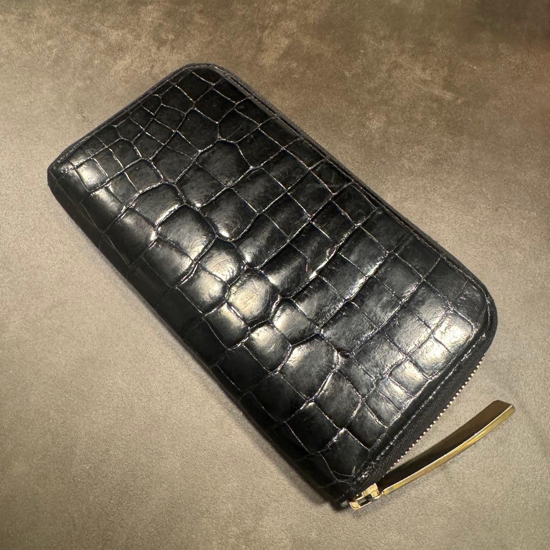 池田工芸 ポロサス スモールクロコダイル 長財布 1枚革