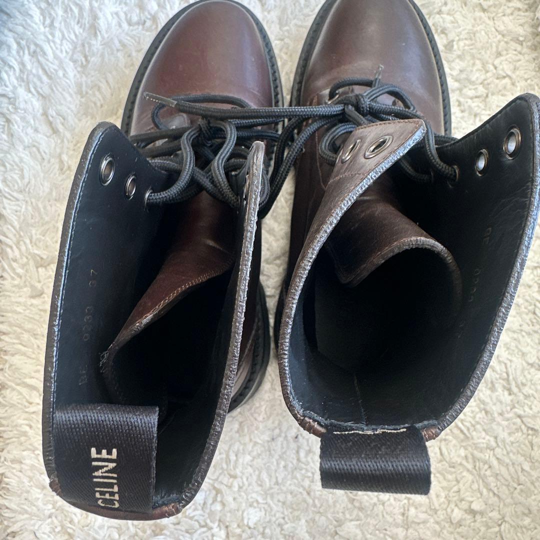 CELINE ブラウン レースアップブーツ