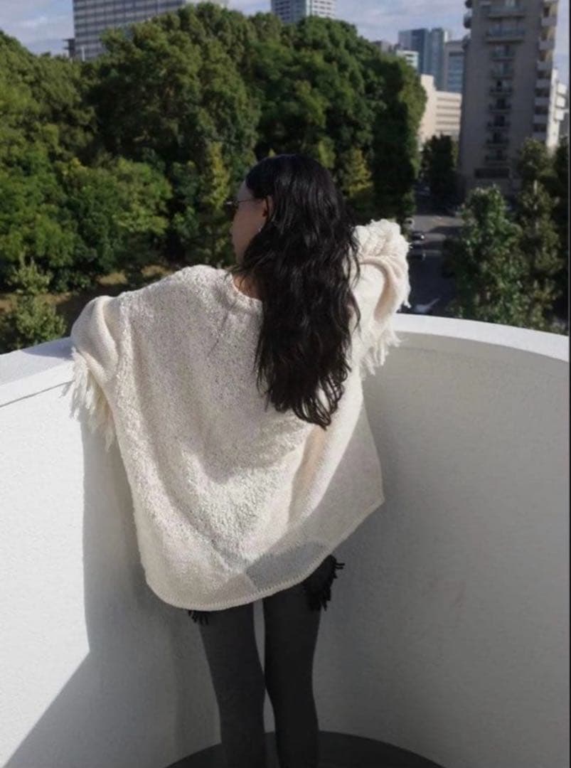 トップス DOCKING PATTERN FRINGE KNIT Ameri