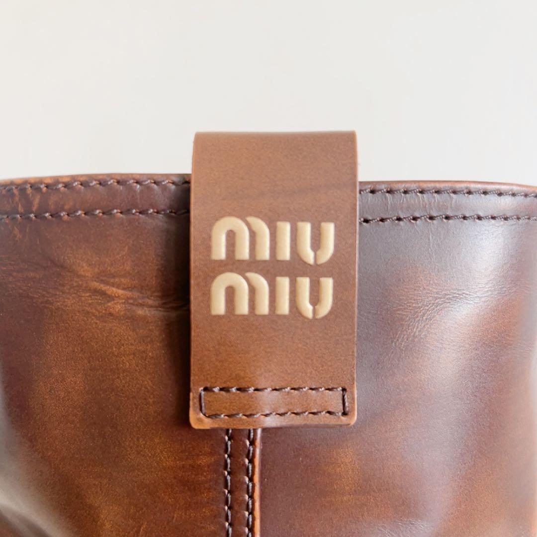 お値下げ【ミュウミュウ】 レザーショートブーツ 38