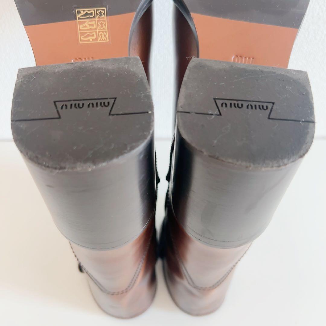 お値下げ【ミュウミュウ】 レザーショートブーツ 38