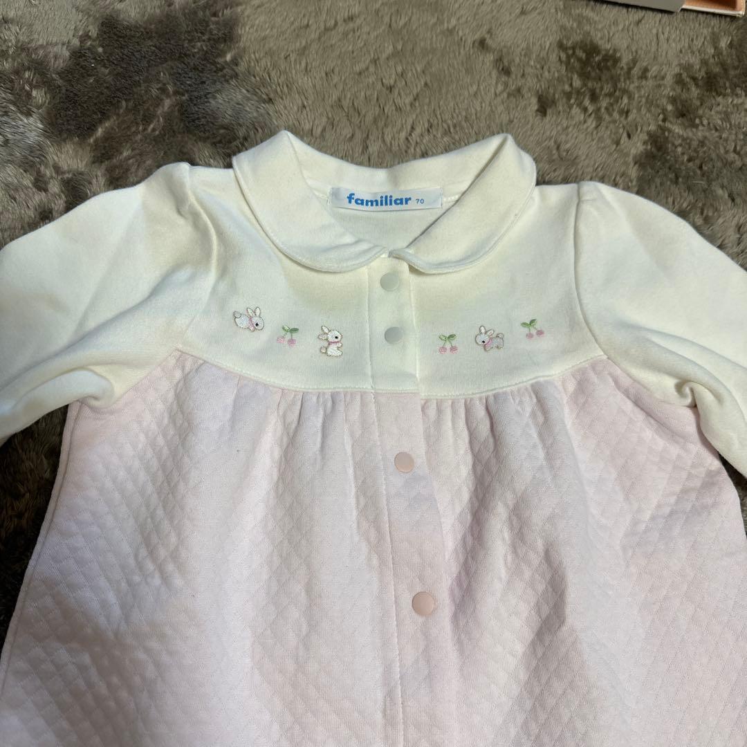 familiar ロンパース ピンク・ホワイト