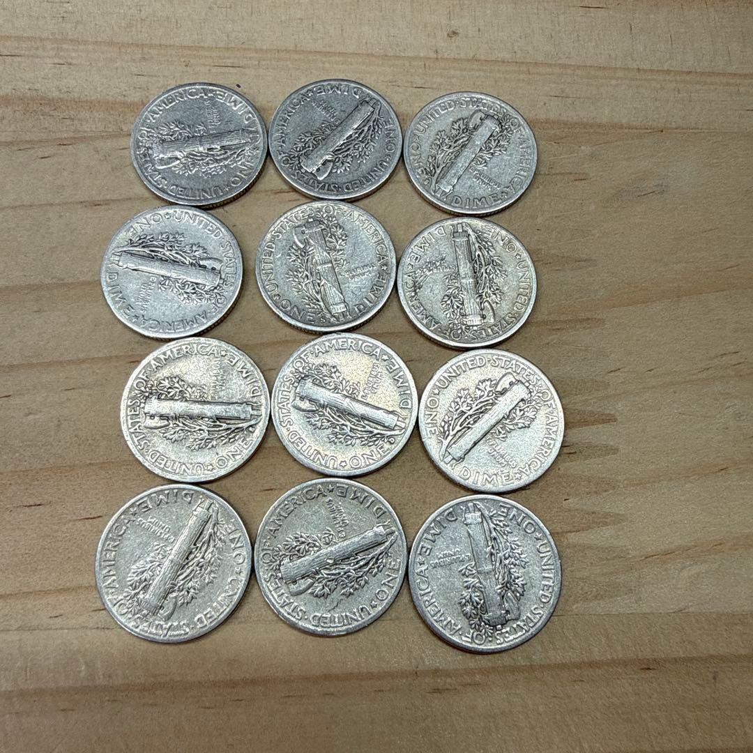 L*h様 アメリカ　マーキュリー・ダイム銀貨12枚セット