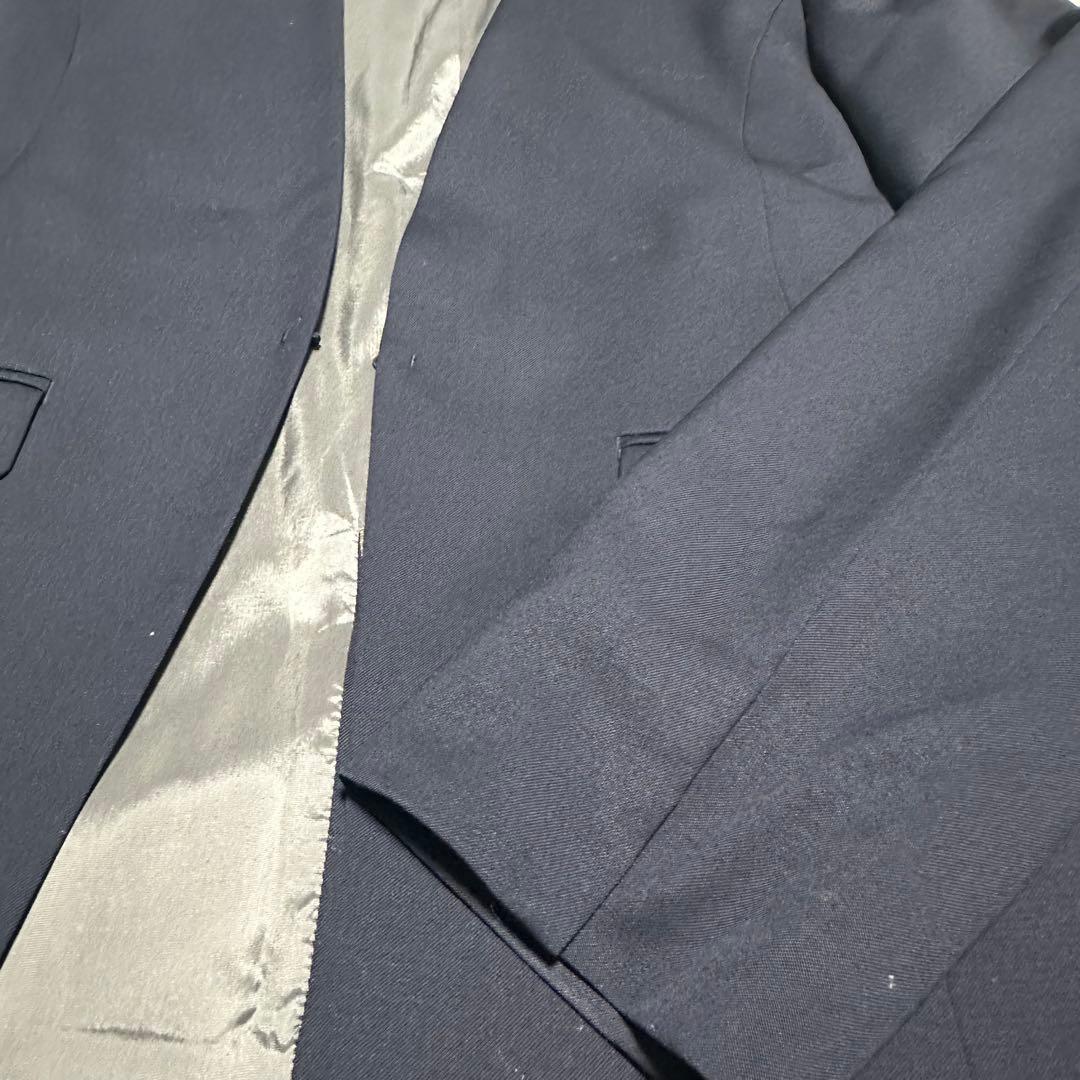 未使用級美品　ユナイテッドアローズ　レダ製生地　ノーカラーパンツスーツ　ネイビー