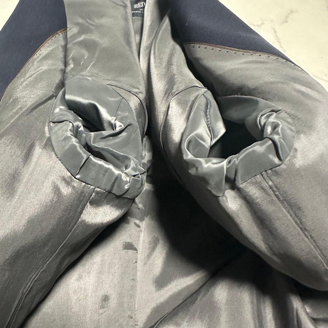 未使用級美品　ユナイテッドアローズ　レダ製生地　ノーカラーパンツスーツ　ネイビー