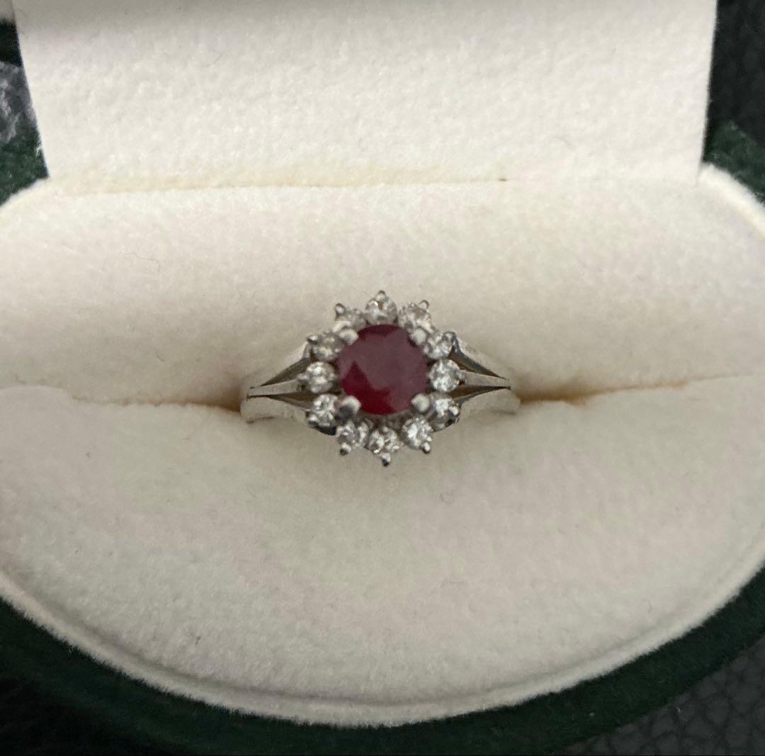 7*3様 刻印有り！本物保証！PT900 ルビー0.53ct ダイヤ0.24ct