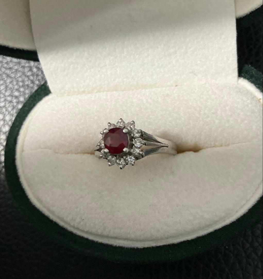 7*3様 刻印有り！本物保証！PT900 ルビー0.53ct ダイヤ0.24ct