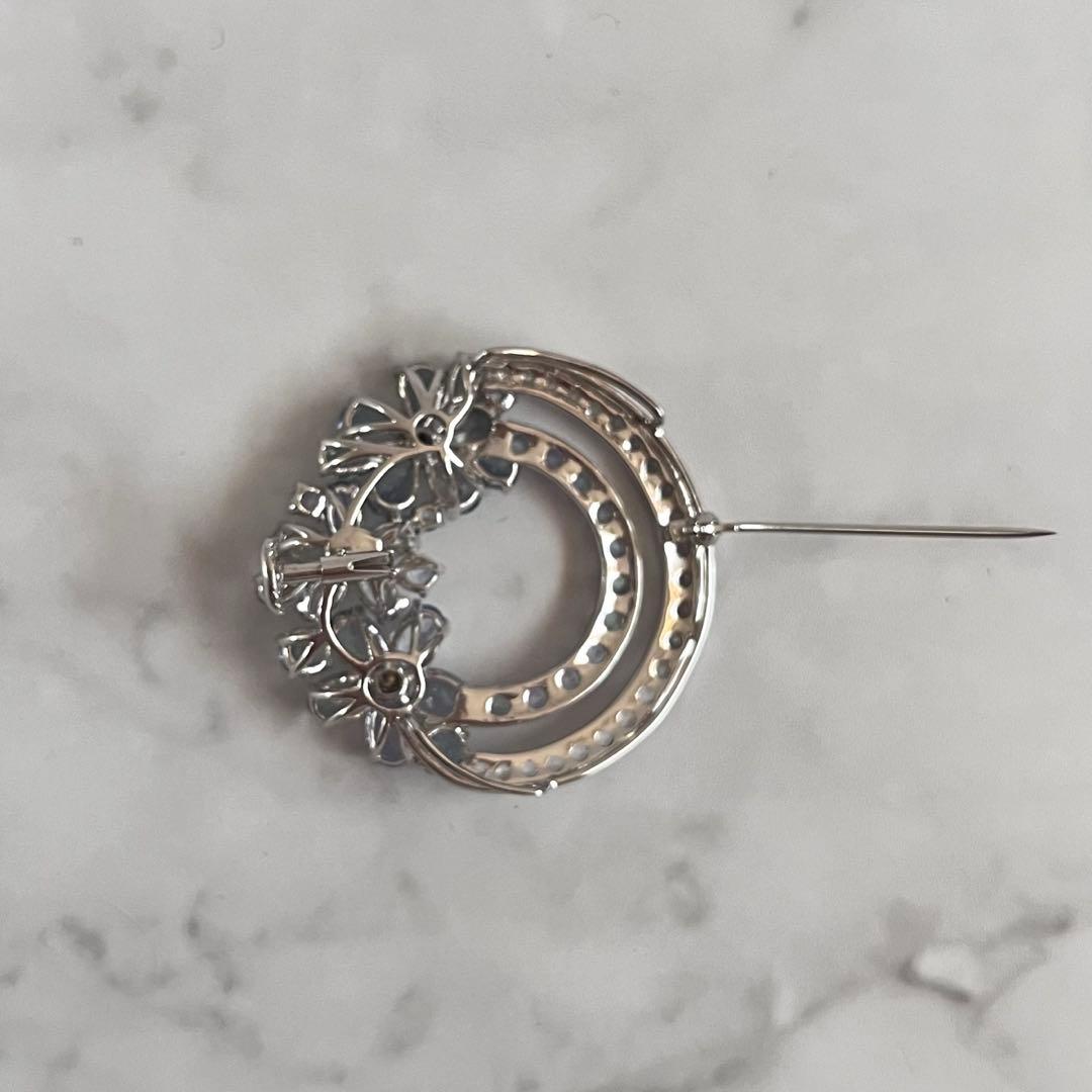 美品　GSTVタンザナイト×ダイヤSV950×K18 フラワーブローチ　刻印あり