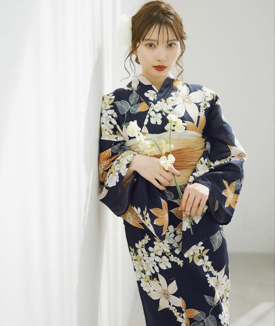 新品♡Ditaディータ♡オトナはんなり高級浴衣５点セット【幻想鏡花水月(柑橘)】