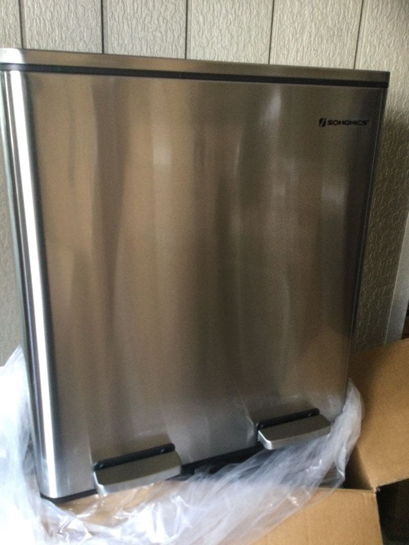 ゴミ箱 ダストボックス 2分別ペダル式 2x30L ステンレス 密閉 音無し