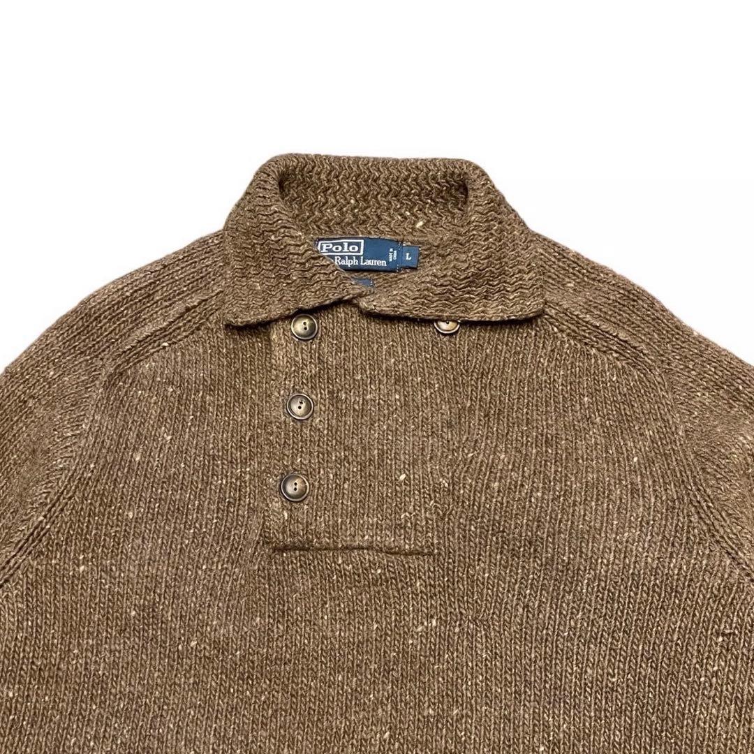 【L】ポロ・ラルフローレン ウール ニット セーター 90s 茶色 ブラウン