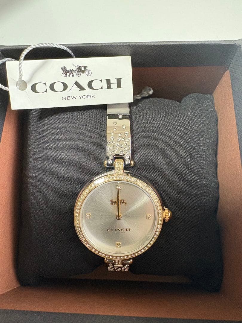 COACH アナログ時計 ストーン装飾付き