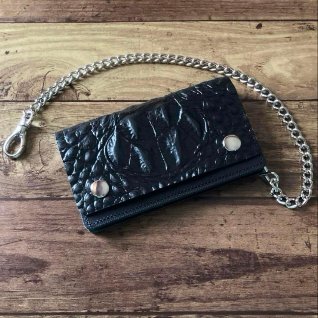 【Gus】姫路レザー クロコ型押し トラッカーウォレット6インチ（ミドル）