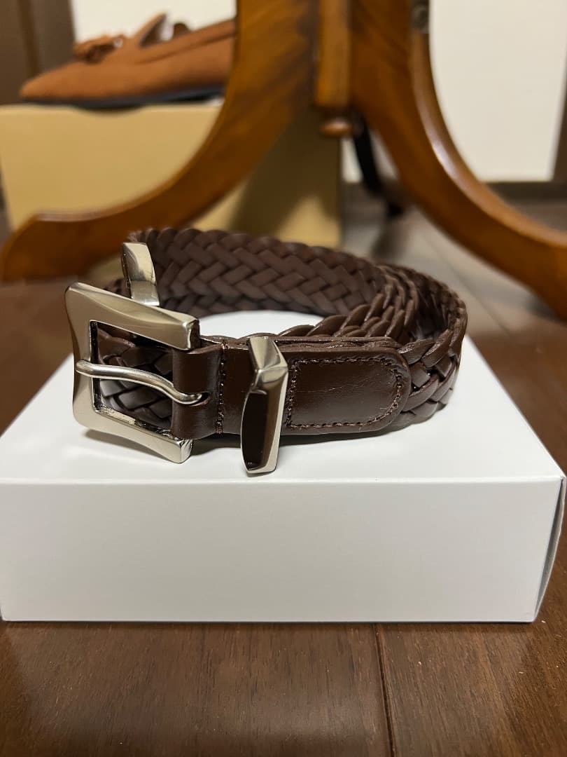 GENTLEMAN PROJECTS レザーメッシュベルト 125cm ブラウン