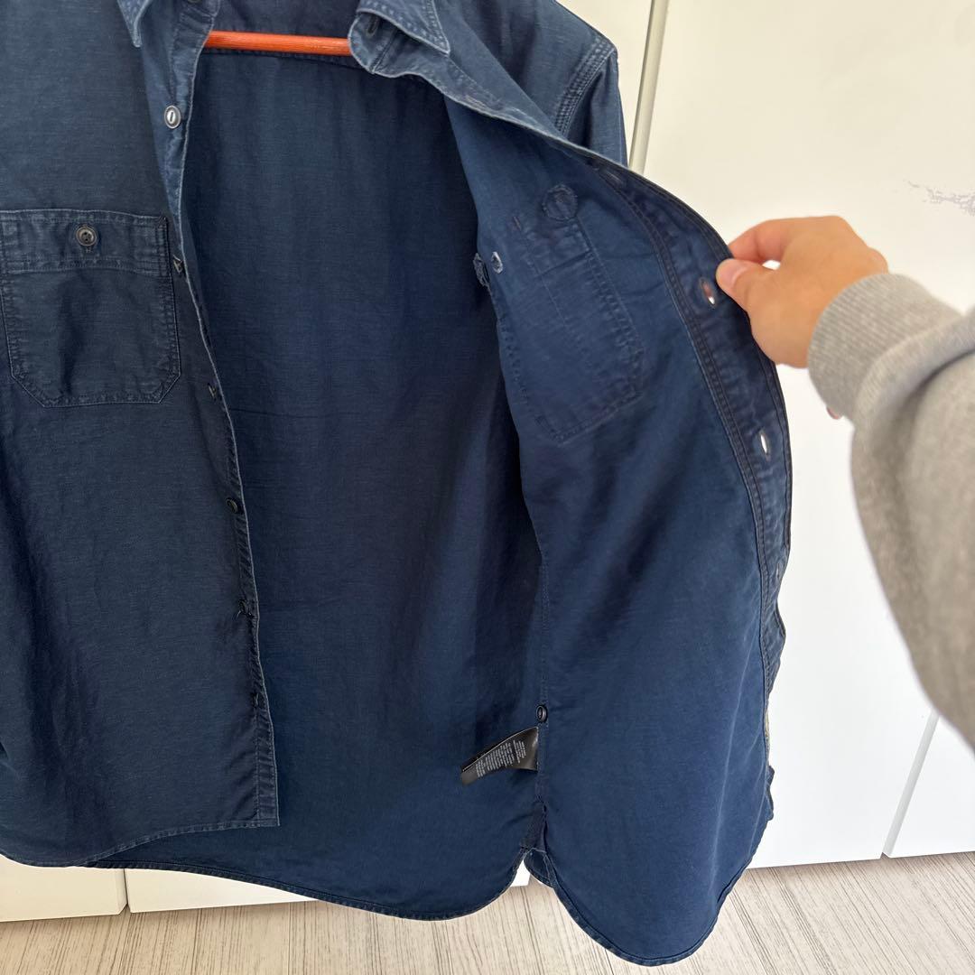 RRL インディゴ コットンリネン サティーン ワークシャツ Sサイズ