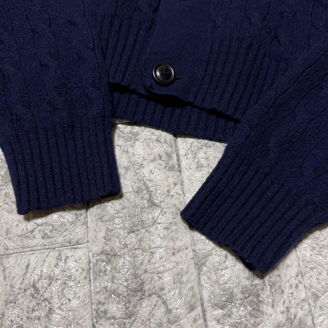 ラルフローレン　ケーブルニットカーデ　カシミヤ100% スタンドカラー