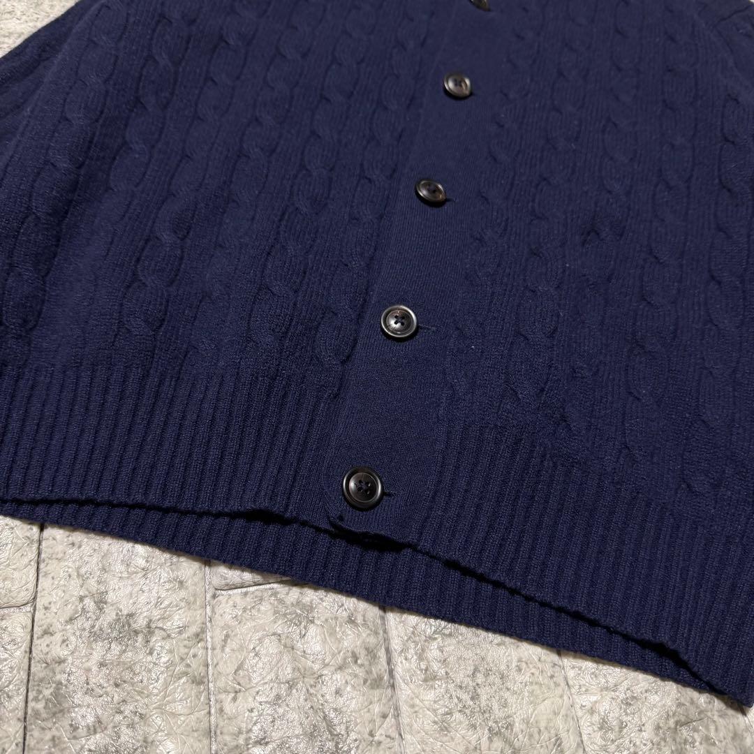 ラルフローレン　ケーブルニットカーデ　カシミヤ100% スタンドカラー