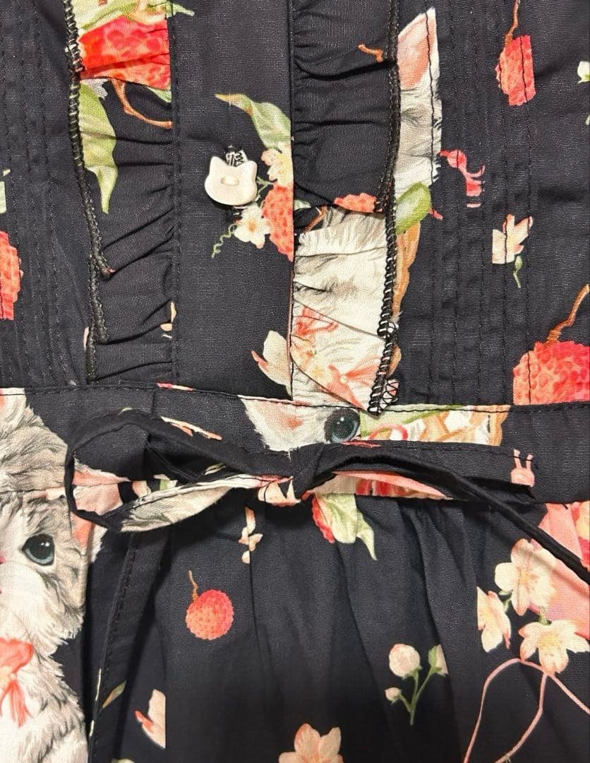 ライチ猫長袖ワンピース