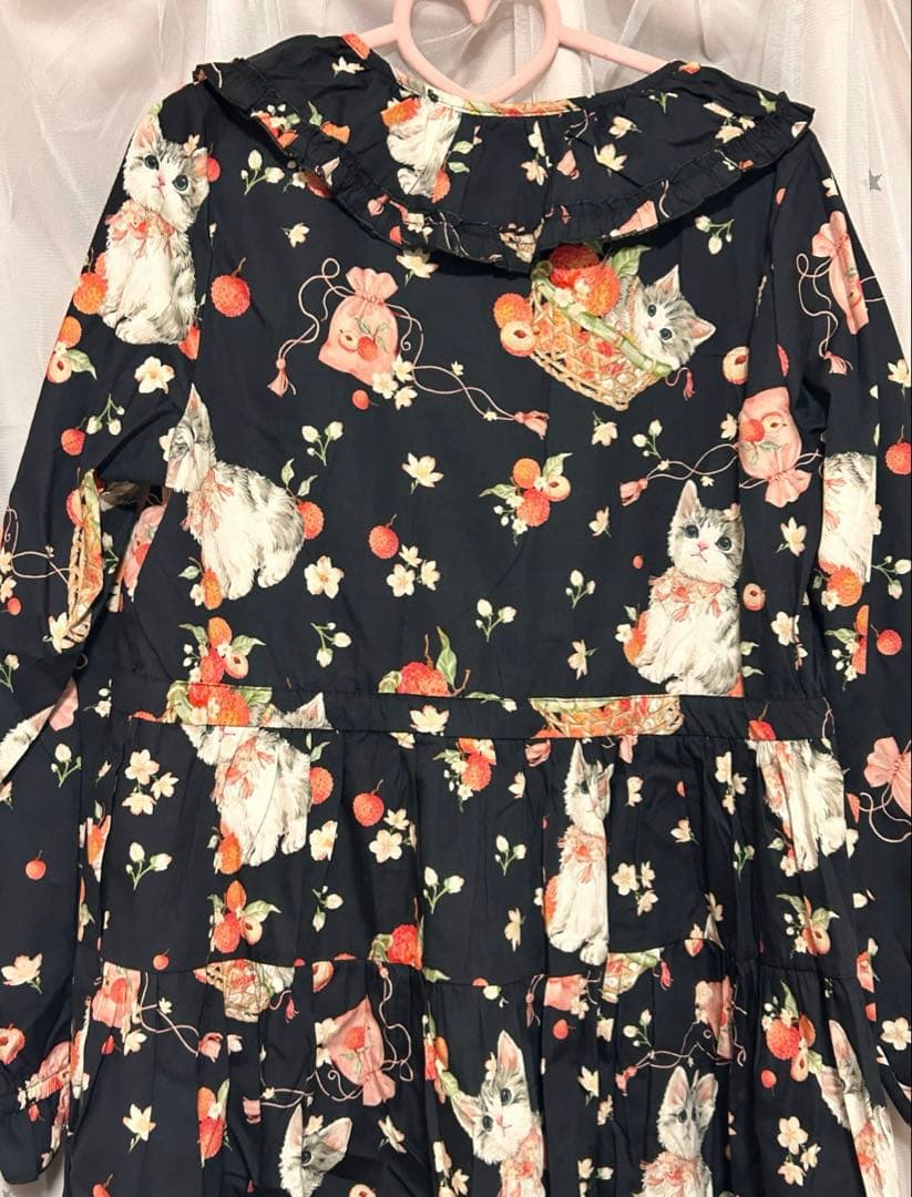 ライチ猫長袖ワンピース